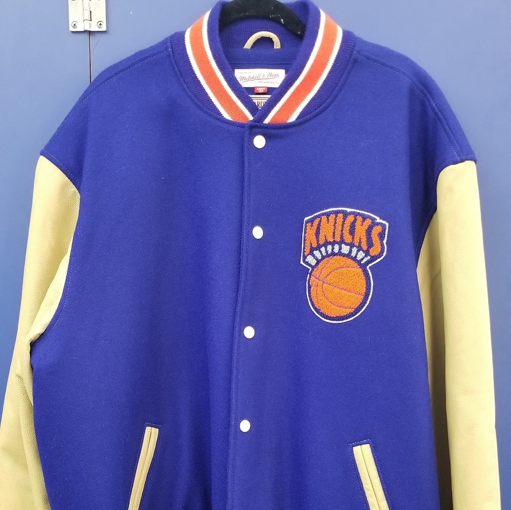 Vintage Mitchell and Ness Knicks Leather Jacket